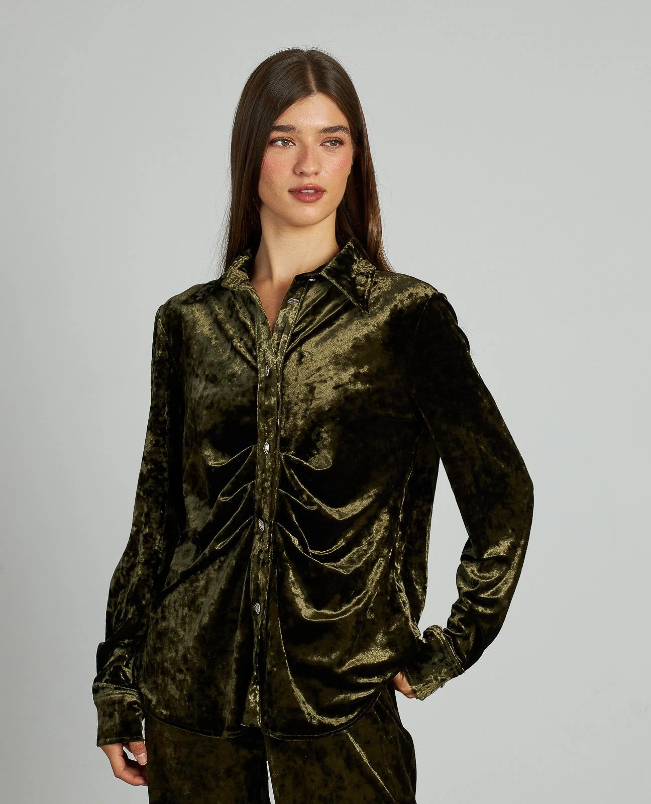 CAMISA DRAPEADA TERCIOPELO - Image 3