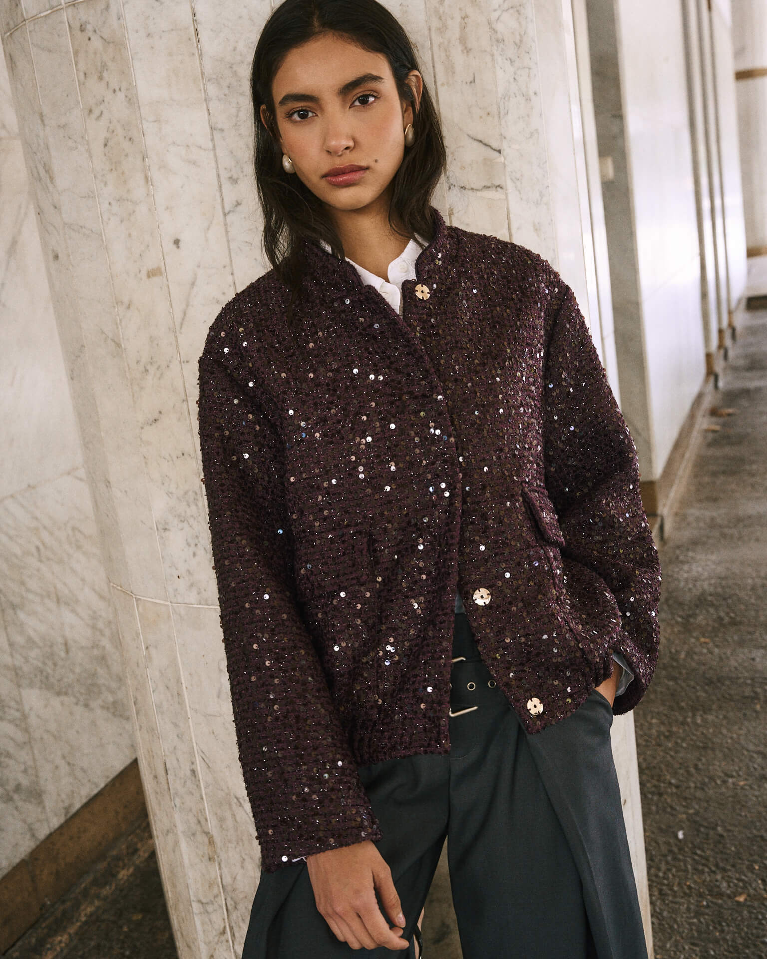 CHAQUETA BOMBER LENTEJUELAS