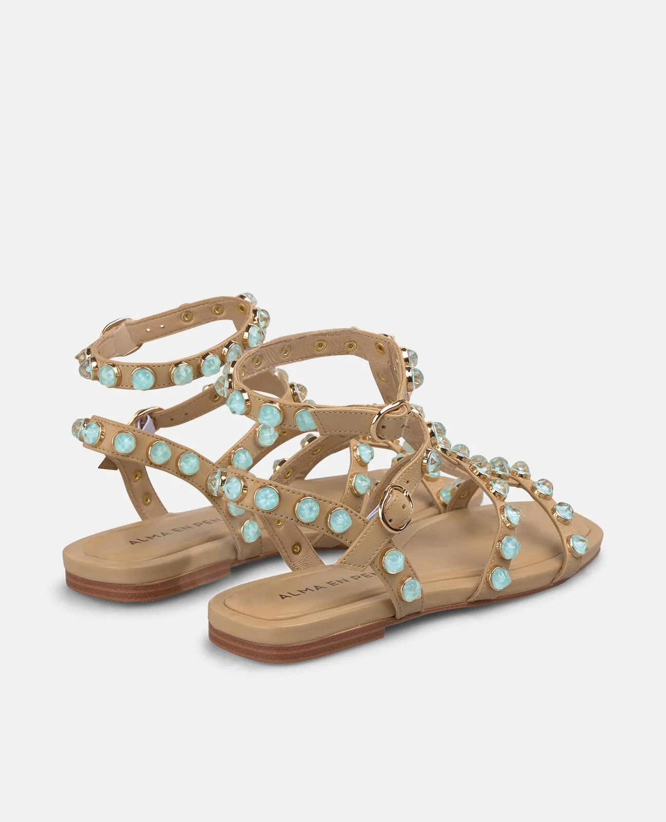 SANDALIA TIRAS TACHUELAS PLANA - Image 3
