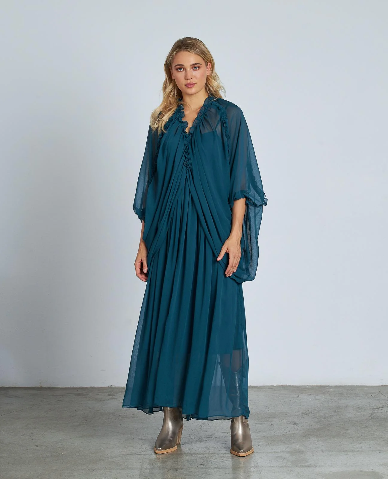 VESTIDO DRAPEADO SEMITRANSPARENTE - Image 3