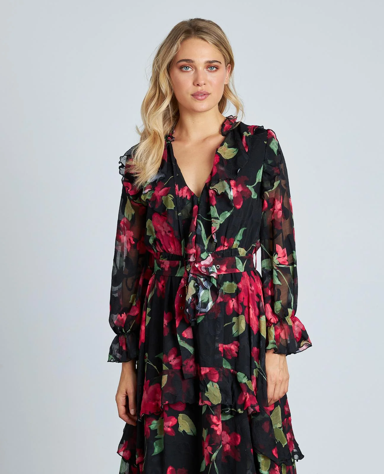 VESTIDO ESTAMPADO VOLANTES CINTURÓN - Image 2
