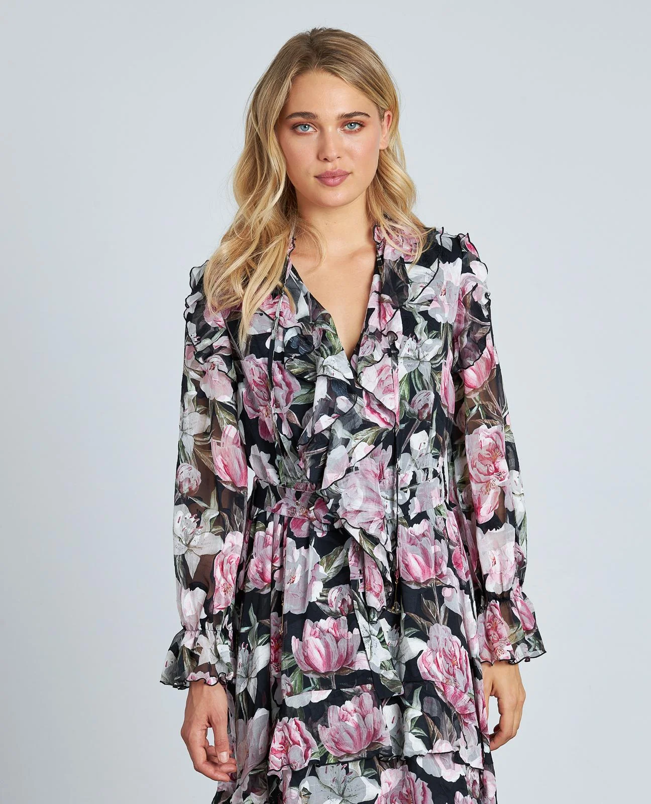 VESTIDO ESTAMPADO VOLANTES CINTURÓN - Image 2