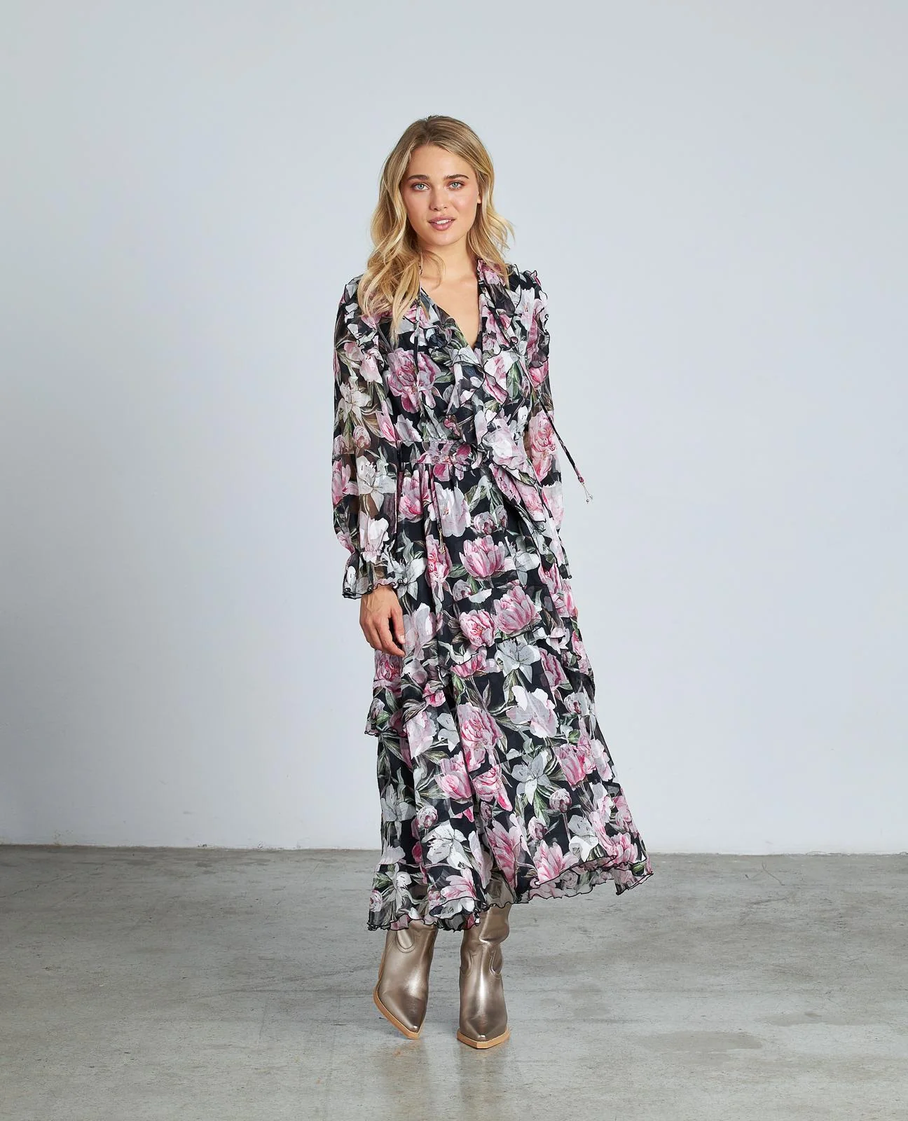 VESTIDO ESTAMPADO VOLANTES CINTURÓN - Image 3