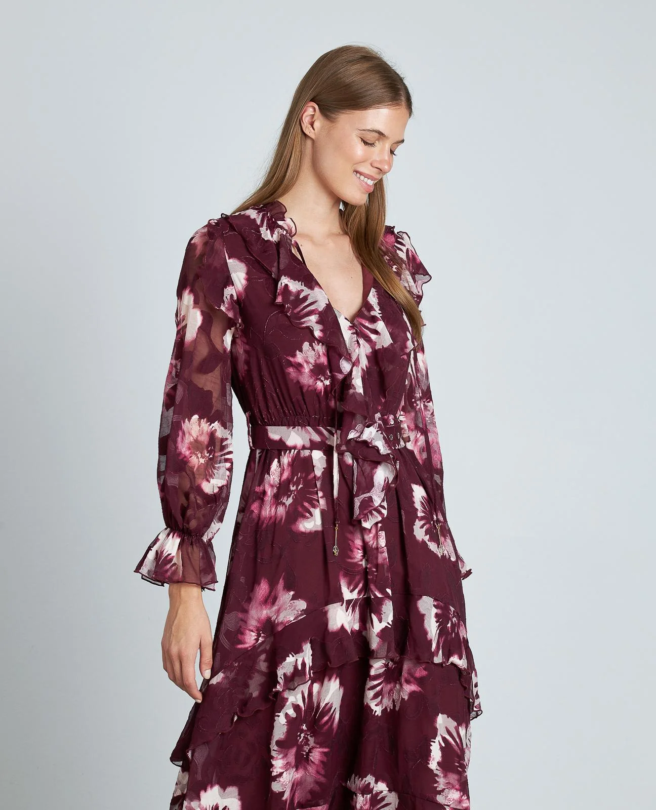 VESTIDO ESTAMPADO VOLANTES CINTURÓN - Image 2