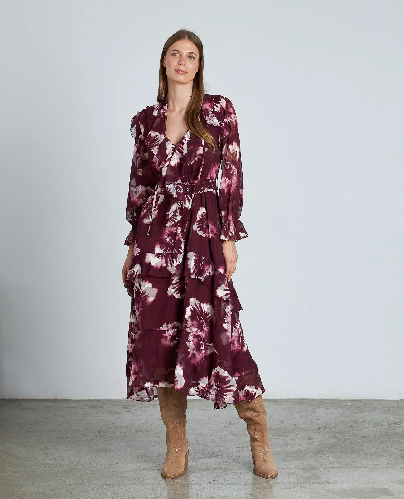 VESTIDO ESTAMPADO VOLANTES CINTURÓN - Image 4