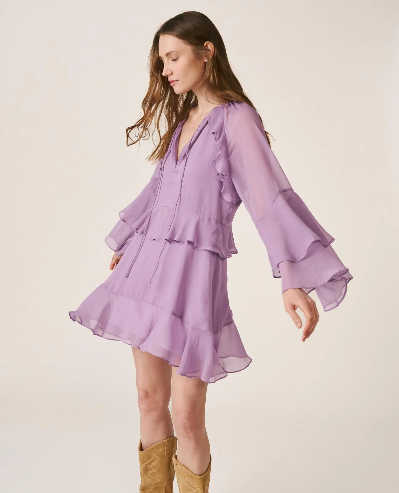 VESTIDO MANGA ACAMPANADA - Image 3