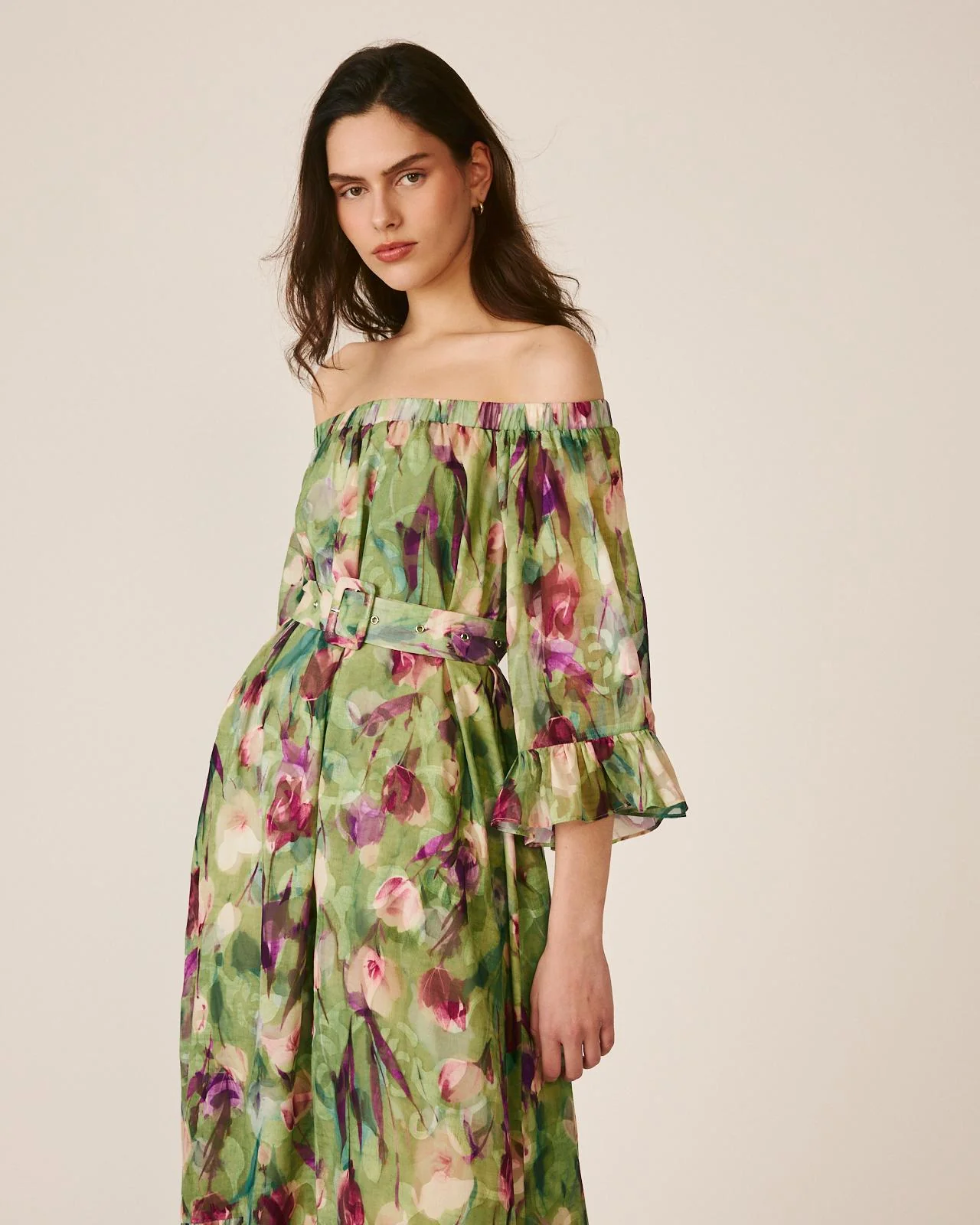 VESTIDO MIDI MANGA ACAMPANADA