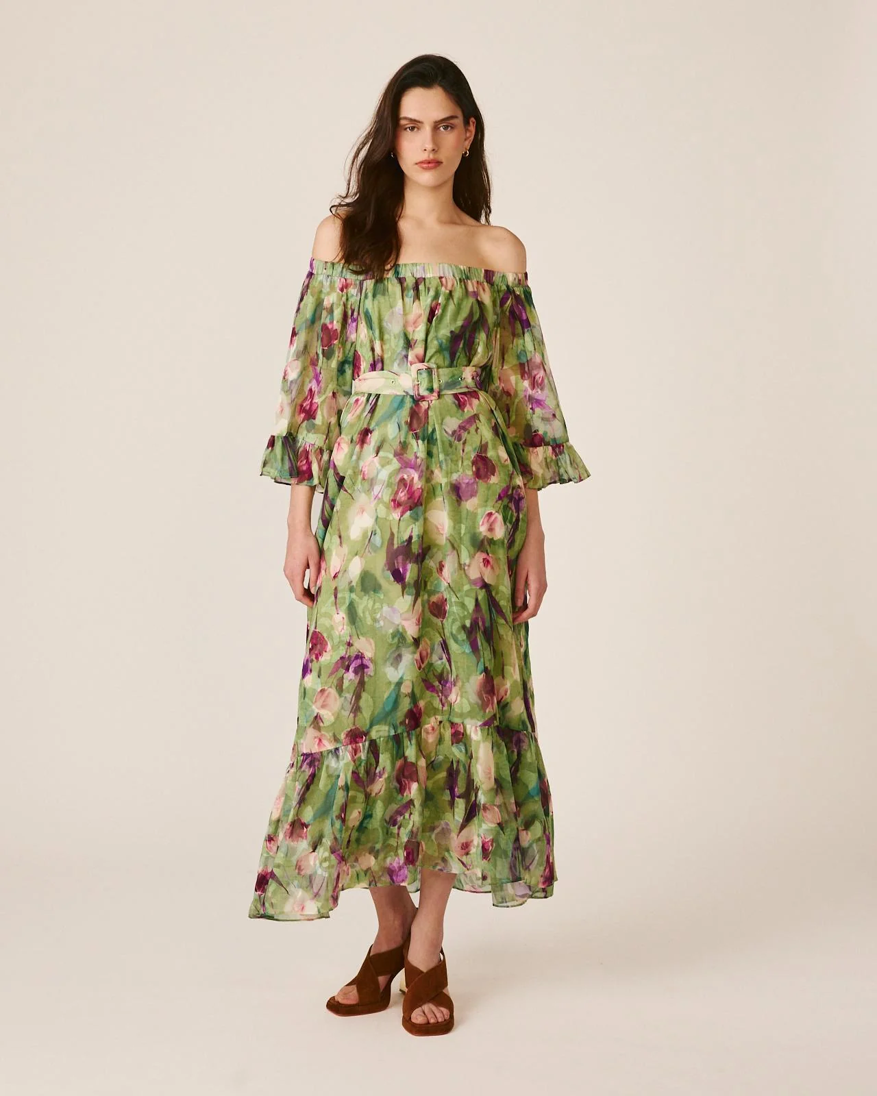 VESTIDO MIDI MANGA ACAMPANADA - Image 2