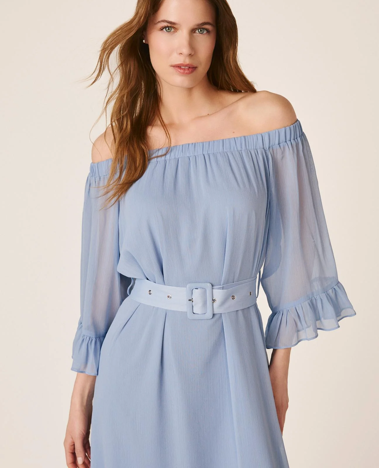 VESTIDO MIDI MANGA ACAMPANADA - Image 2