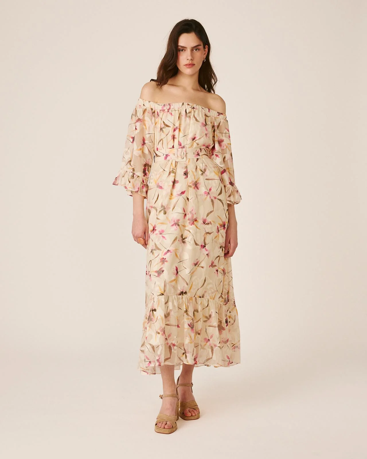 VESTIDO MIDI MANGA ACAMPANADA