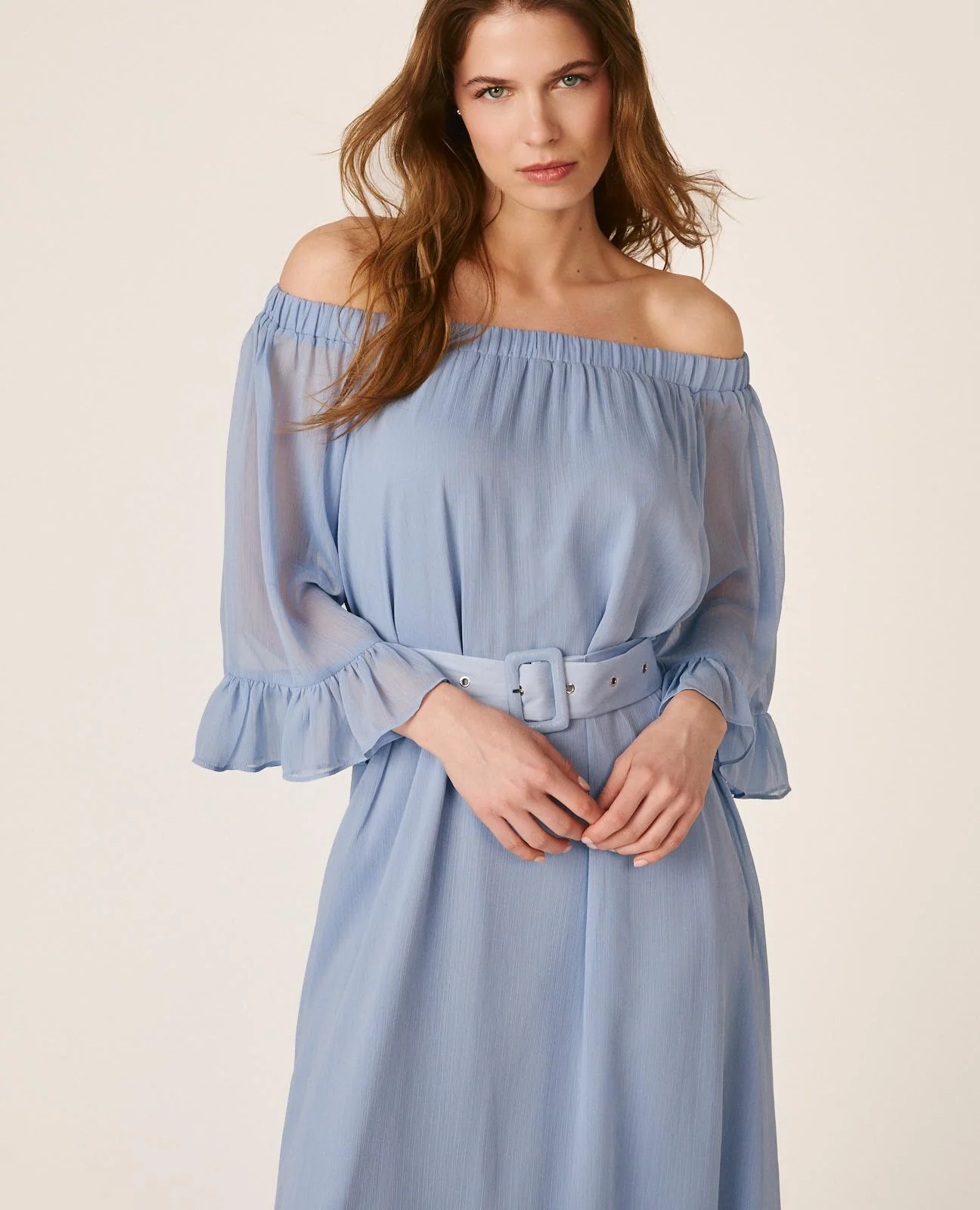 VESTIDO MIDI MANGA ACAMPANADA - Image 4